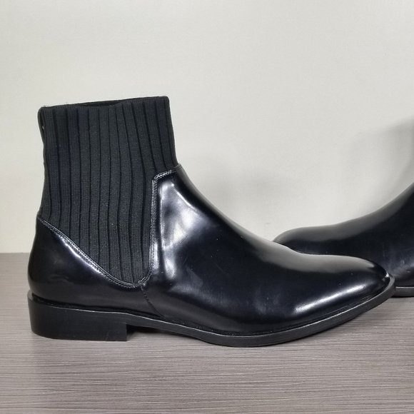 Vince Perlow Ankle Boot, Black Leather & Fabric, Womens Size 9.5 M / 39.5 - Picture 7 of 11